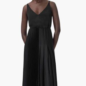 All Saints Jax Black Pleated Dress, L